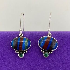 💛 Handmade Sterling Silver Rainbow Calsilica Drop Earrings | Beautiful Boho